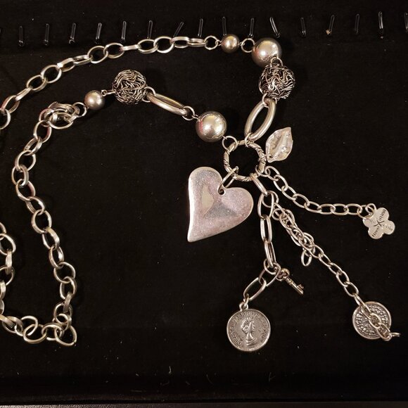 Heart Necklace with Charms Long Necklace - Picture 3 of 4